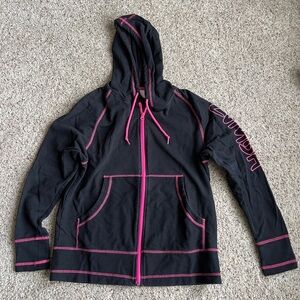 Zumba Fitness Black Hoodie Jacket with Pink Trim
